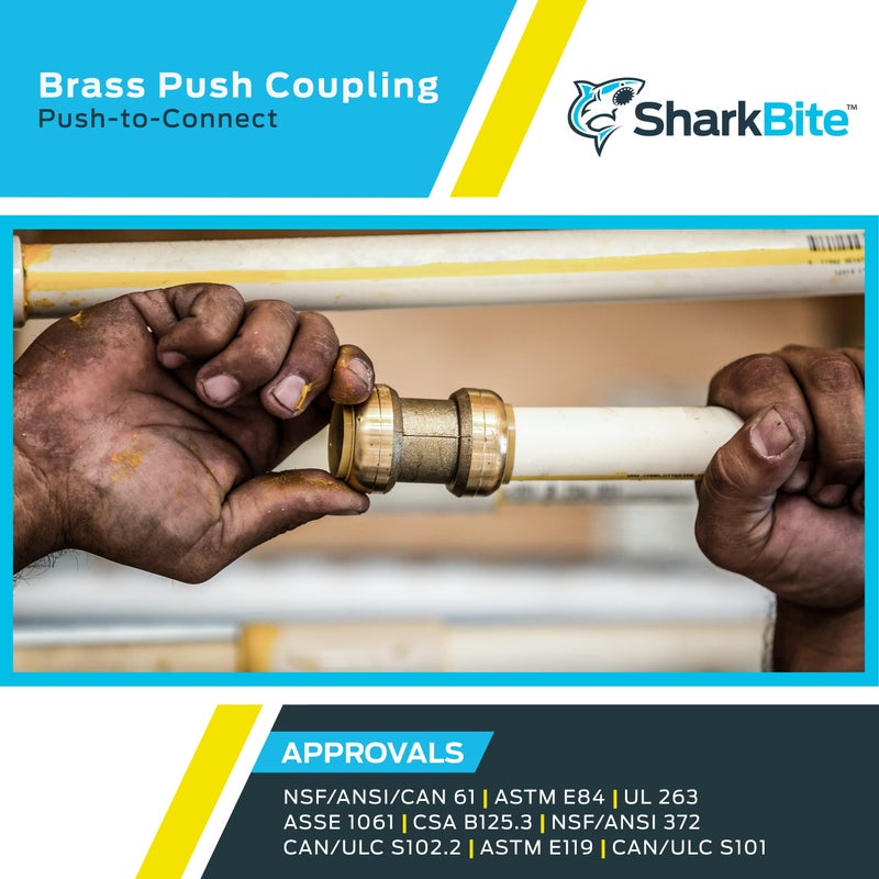 SharkBite 3/8 inch Coupling, Pack of 6, Push to Connect Brass Plumbing Fitting, PEX Pipe, Copper, CPVC, PE-RT, HDPE, U006LF - Image 5